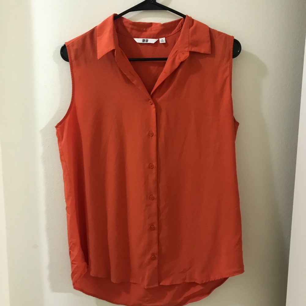 Orange button down tank